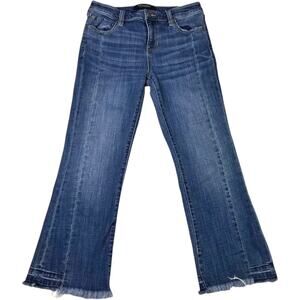 Liverpool Los Angeles Womens Jeans 27 Cropped Raw Hem Stretch Blue Denim